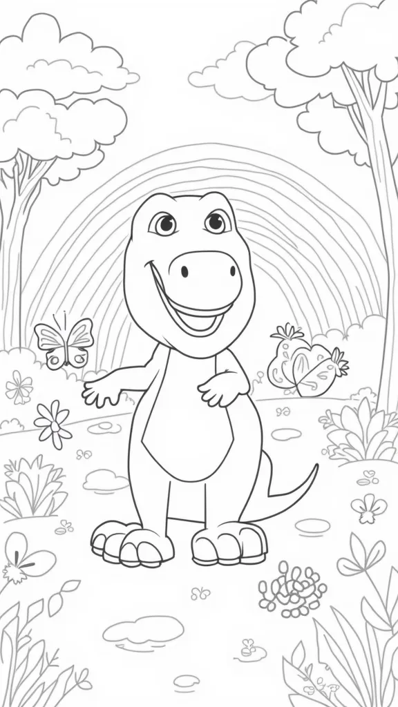 Barney las páginas para colorear del dinosaurio